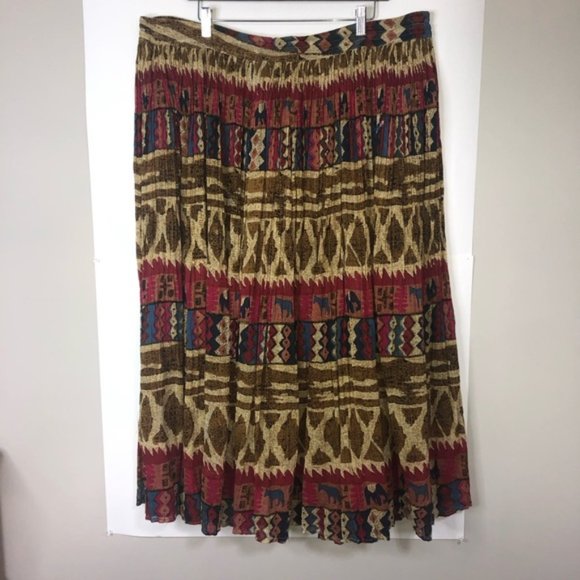 Vintage Just Class Maxi Skirt S Multicoloured Drawstring Waist Accordion Pleat - Picture 8 of 8
